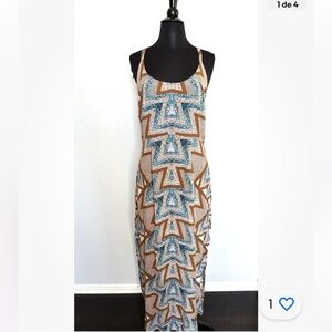 FREE PEOPLE Sz6 SERVES YOU RIGHT PRINT MAXI DRESS